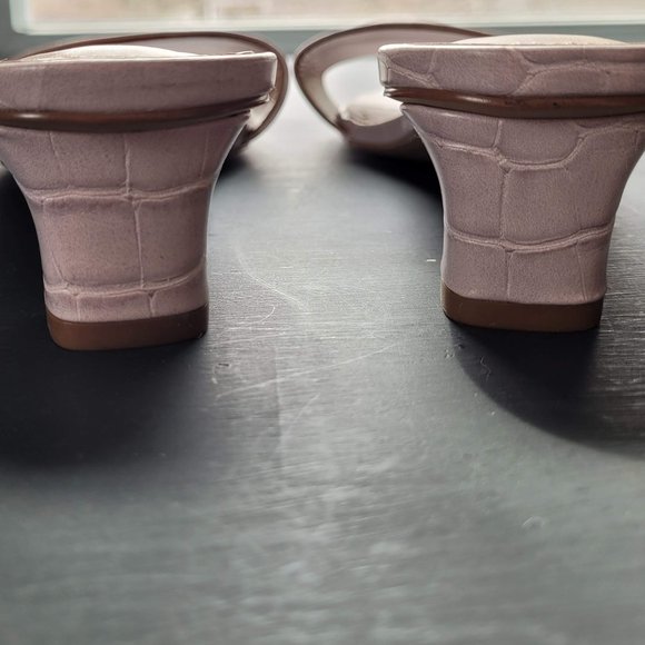 WHO WHAT WEAR Nicola Block Sandal - Lavender Faux Croc Vegan Leather - New - Picture 6 of 8